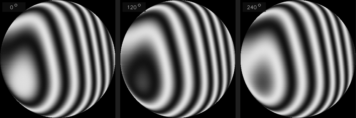 0°、120°、240°三幅相移干涉条纹